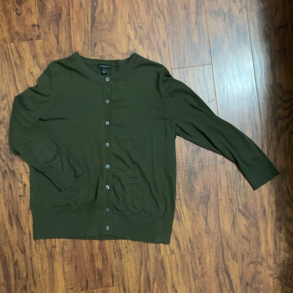Ann Taylor Factory Green 3/4 sleeve Cardigan